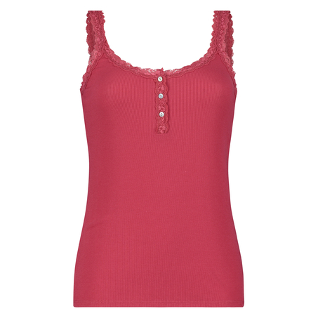 Singlet top cami rib lace, R&ouml;d