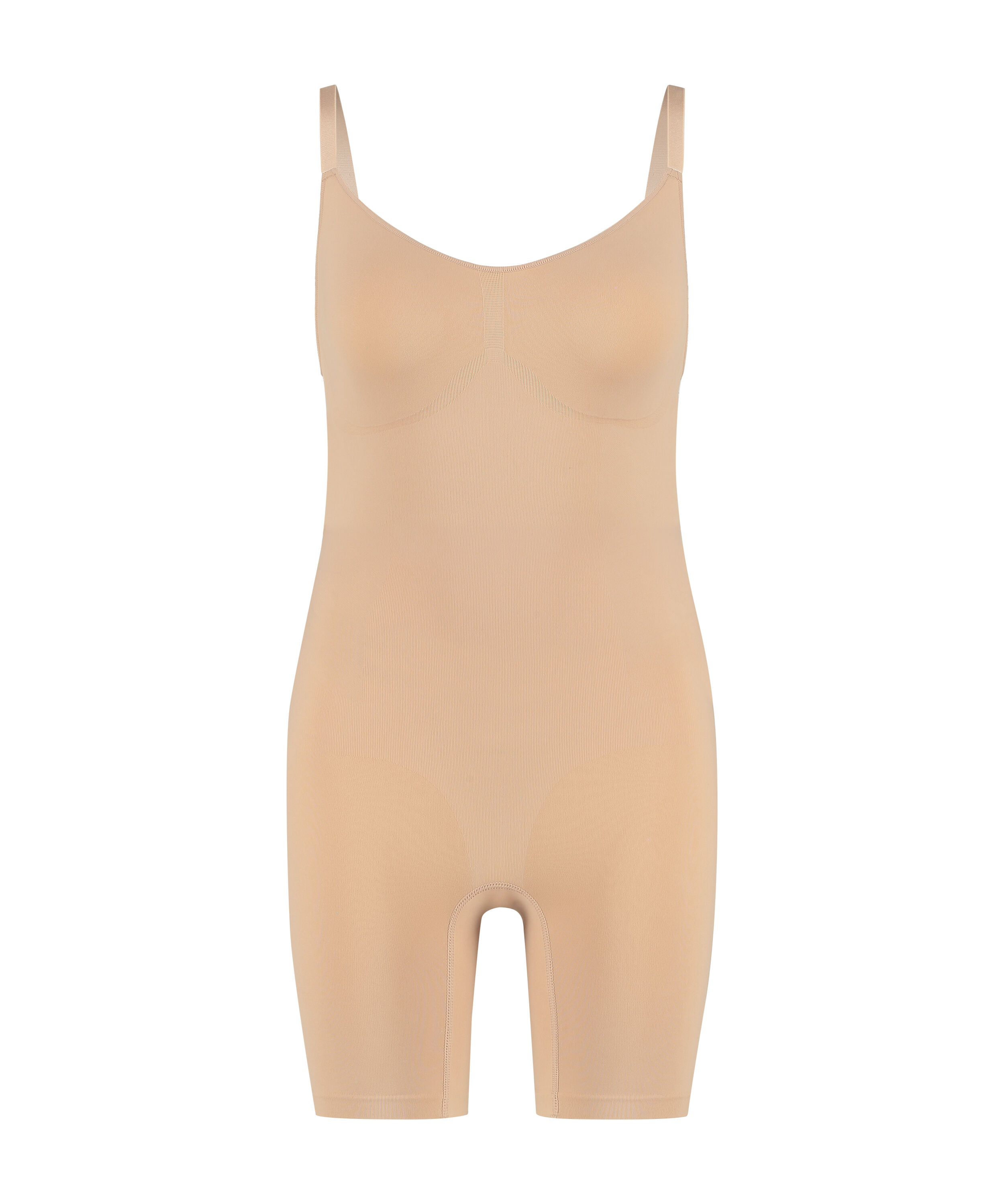En s&ouml;ml&ouml;s bodysuit med h&ouml;gt skurna ben, Beige