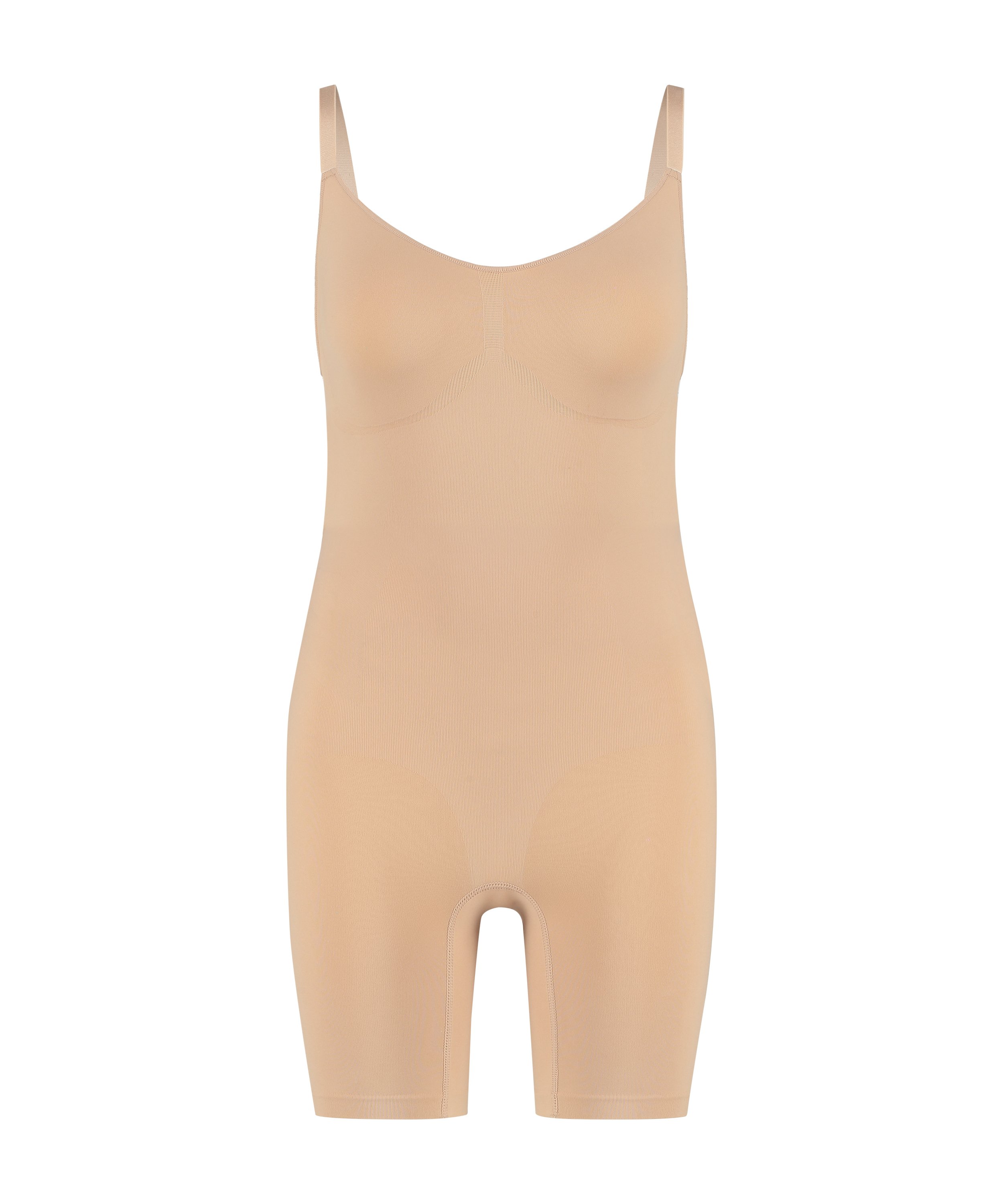En sömlös bodysuit med högt skurna ben, Beige, main