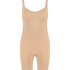En sömlös bodysuit med högt skurna ben, Beige
