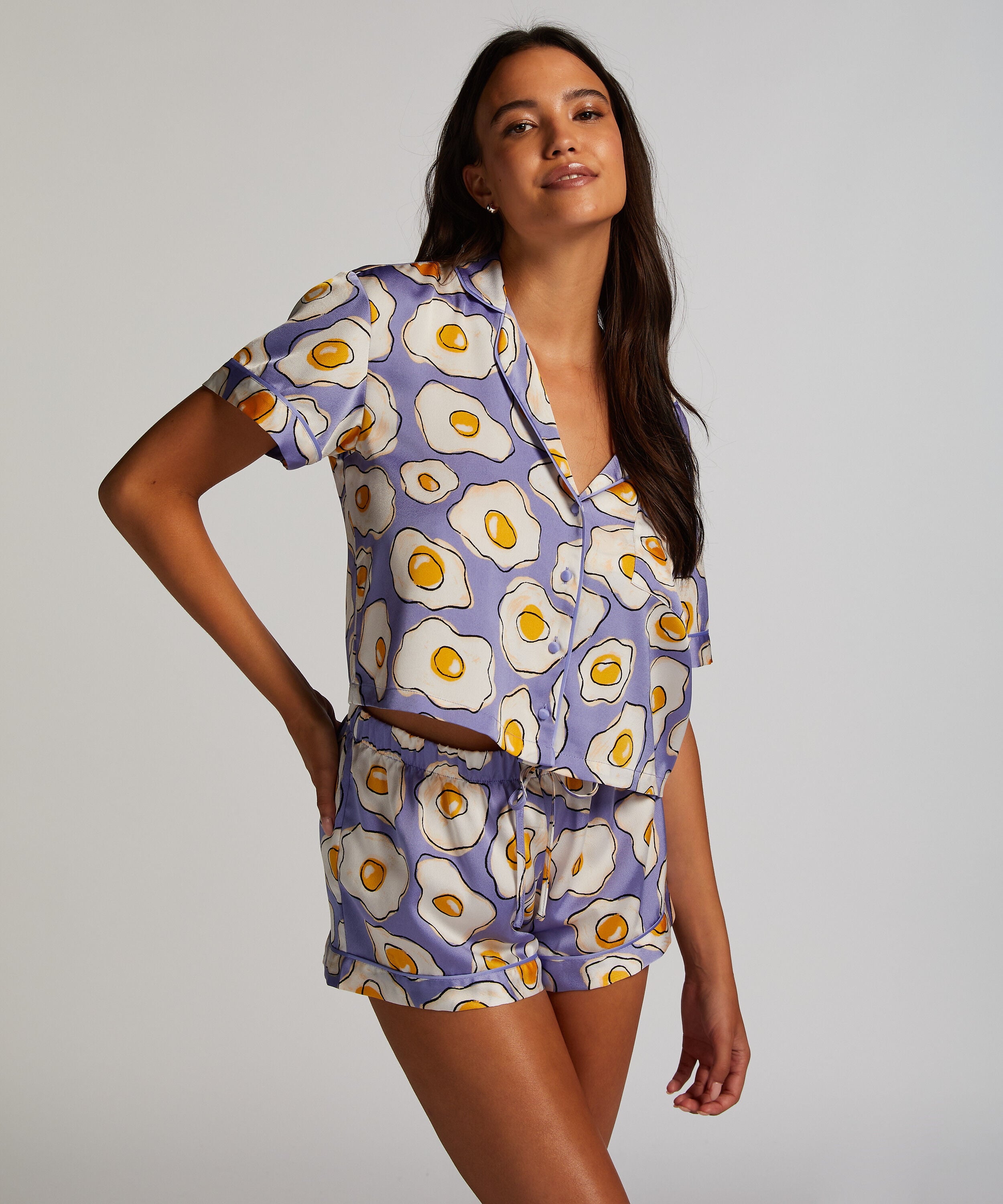 Satin pyjamasshorts, Lila