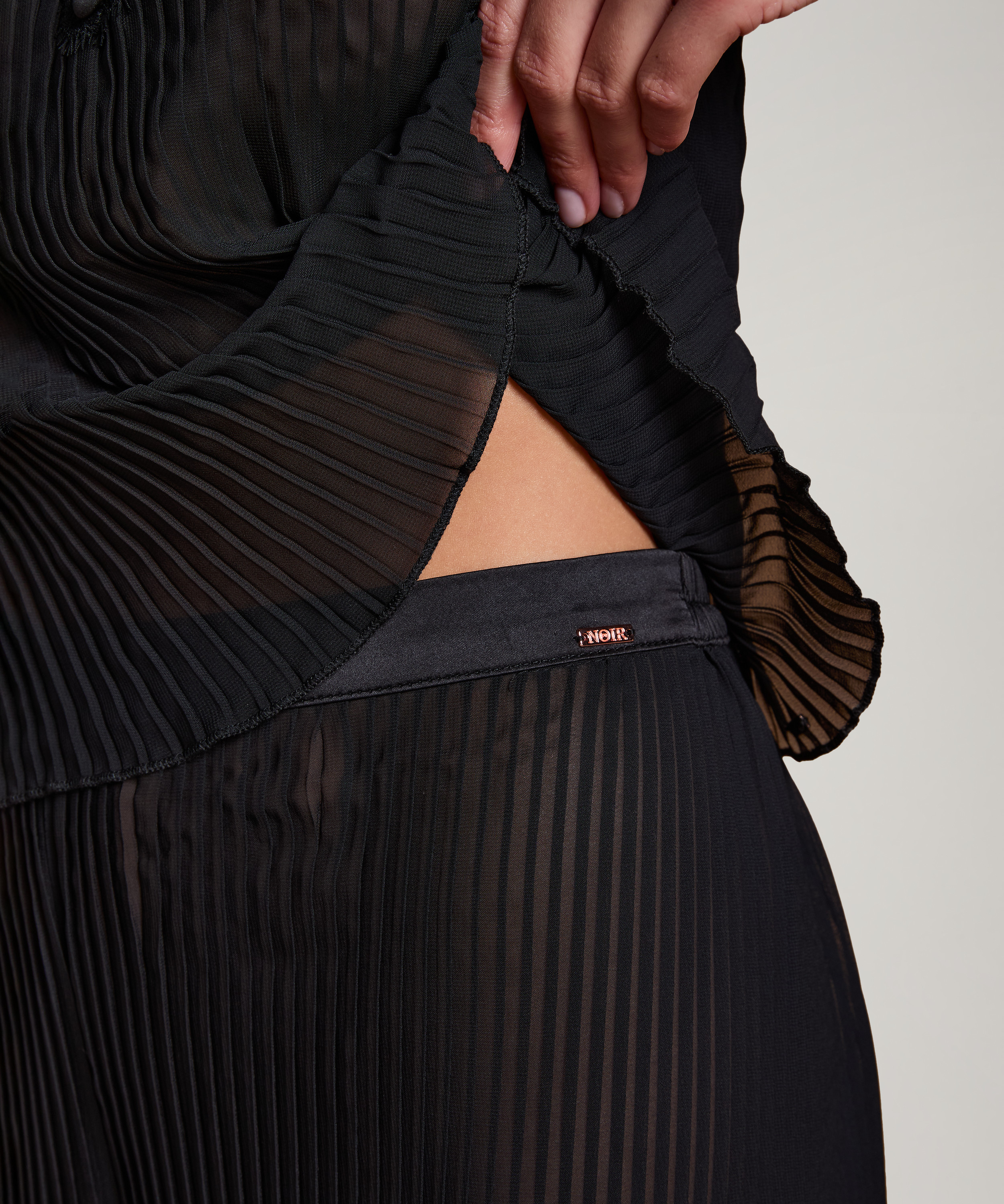 Plisse shorts, Svart, main