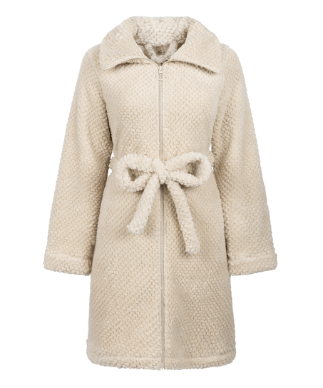 Badrock i fleece med dragkedja, Vit