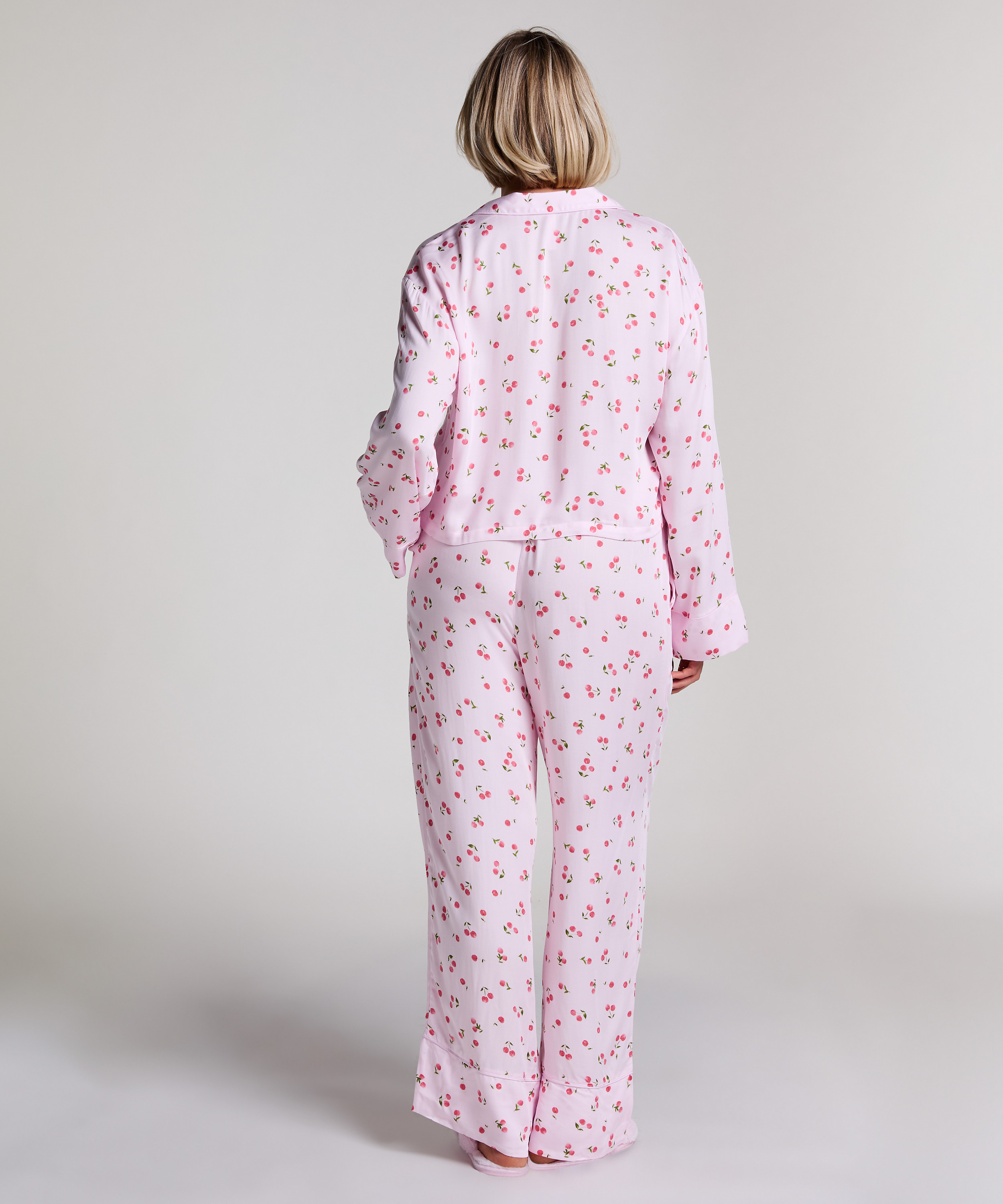 Långärmad jacka i satin, Rosa, main