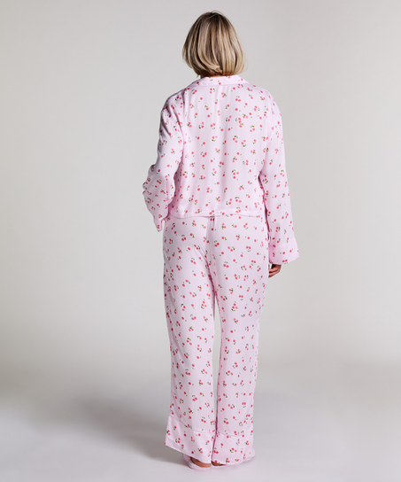 Långärmad jacka i satin, Rosa