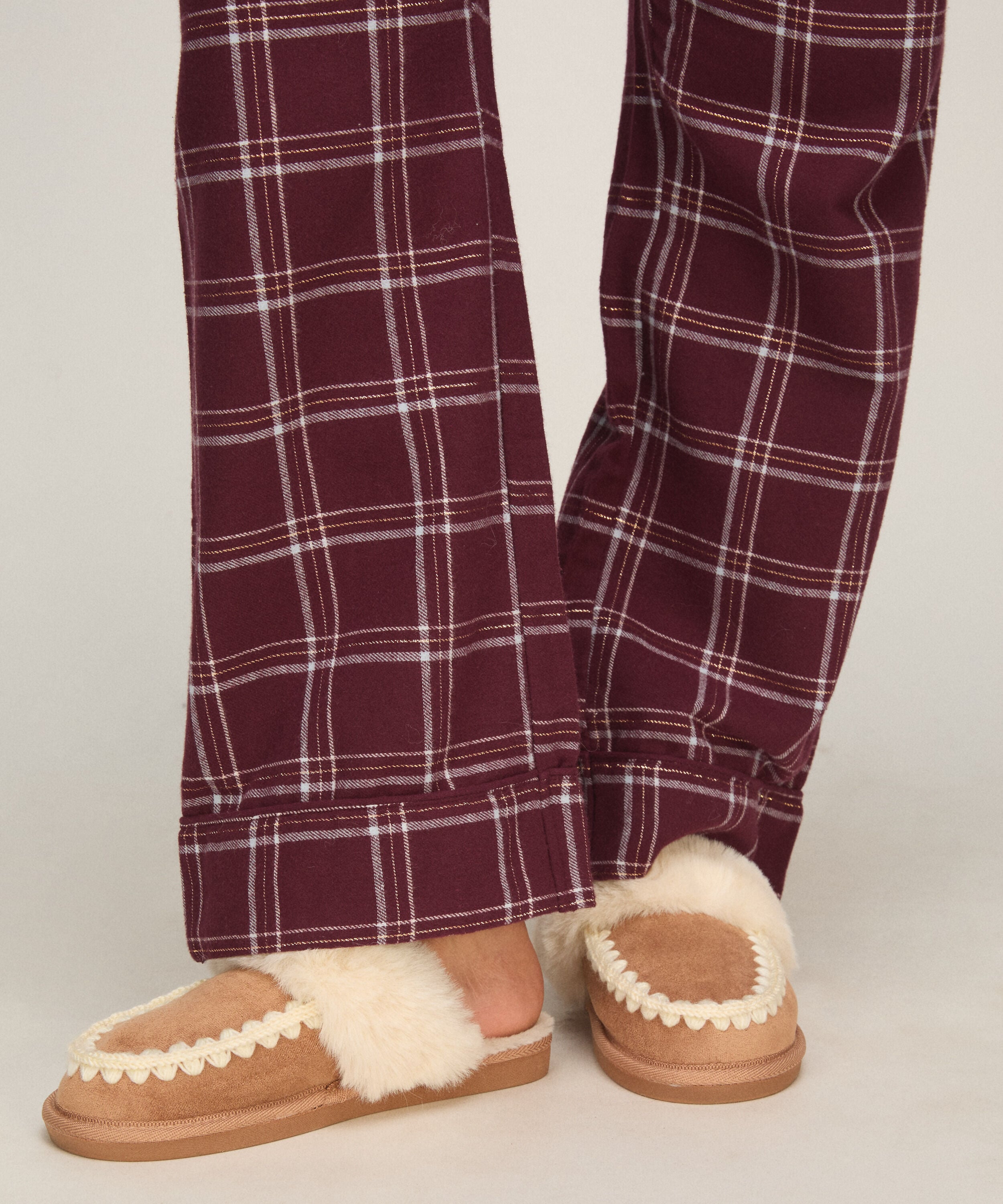 Tofflor Faux Suede Stitching, Brun