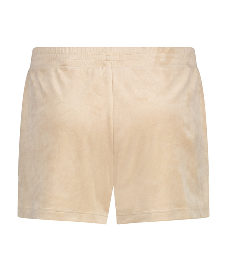 Sammetsshorts med ficka, Beige