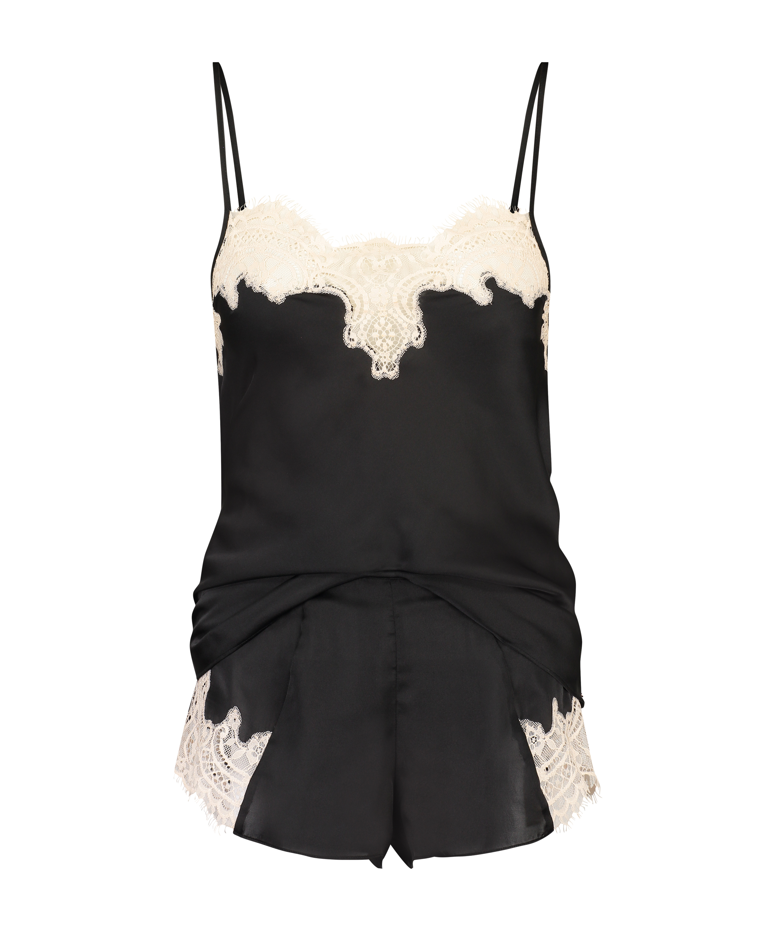 Pyjamasset i satin, Svart, main