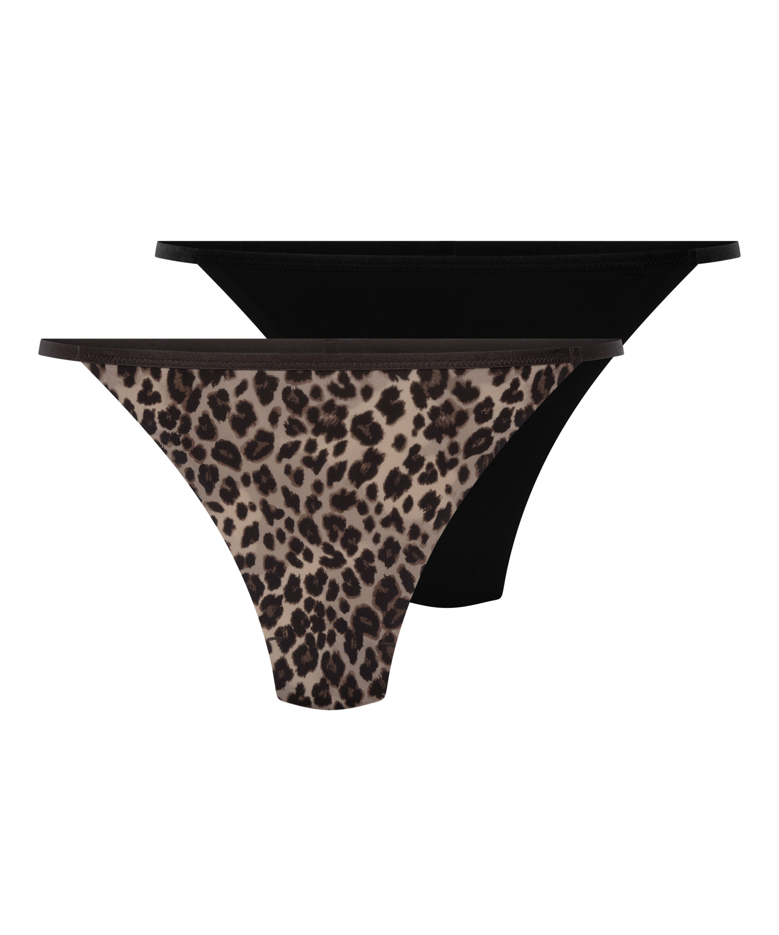 2-pack mikrostringtrosor med leopardmönster, Svart