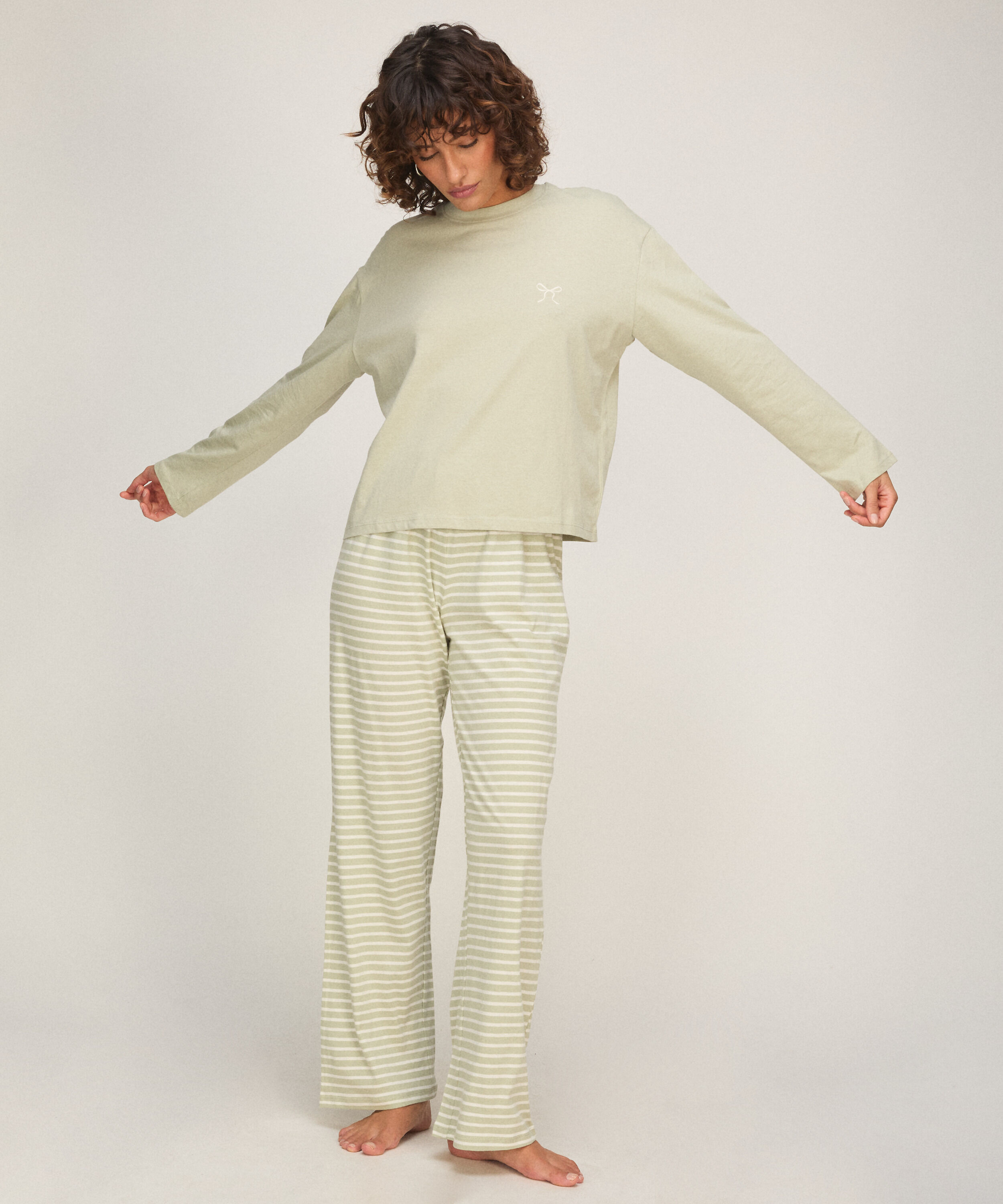 Pyjamasset i bomullsjersey, Grön