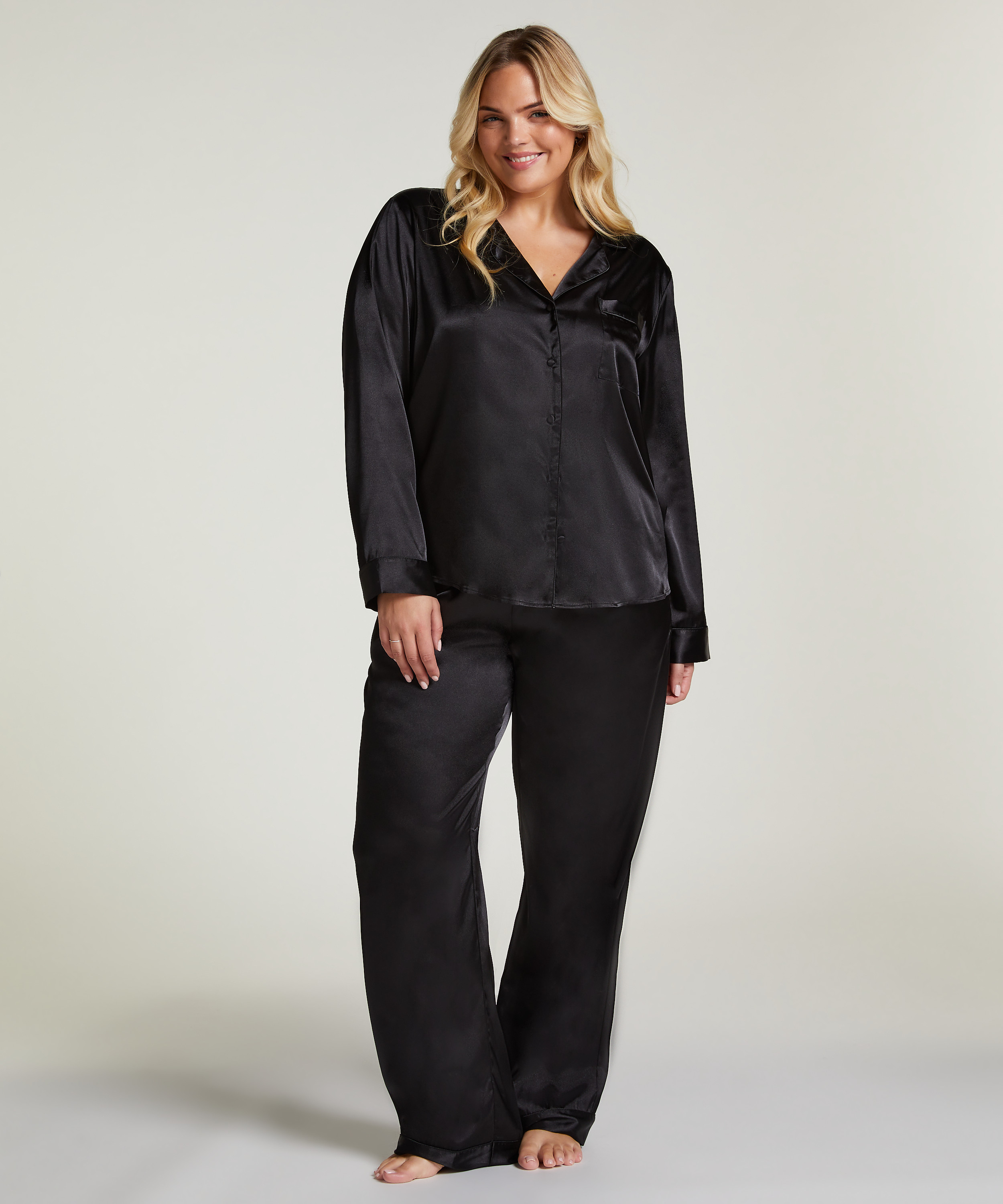 Satin-byxor, Svart, main