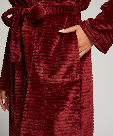 Ribbad badrock av fleece kort, Brun