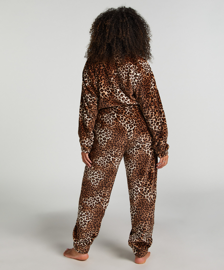 Onesie i flanell och fleece, Beige