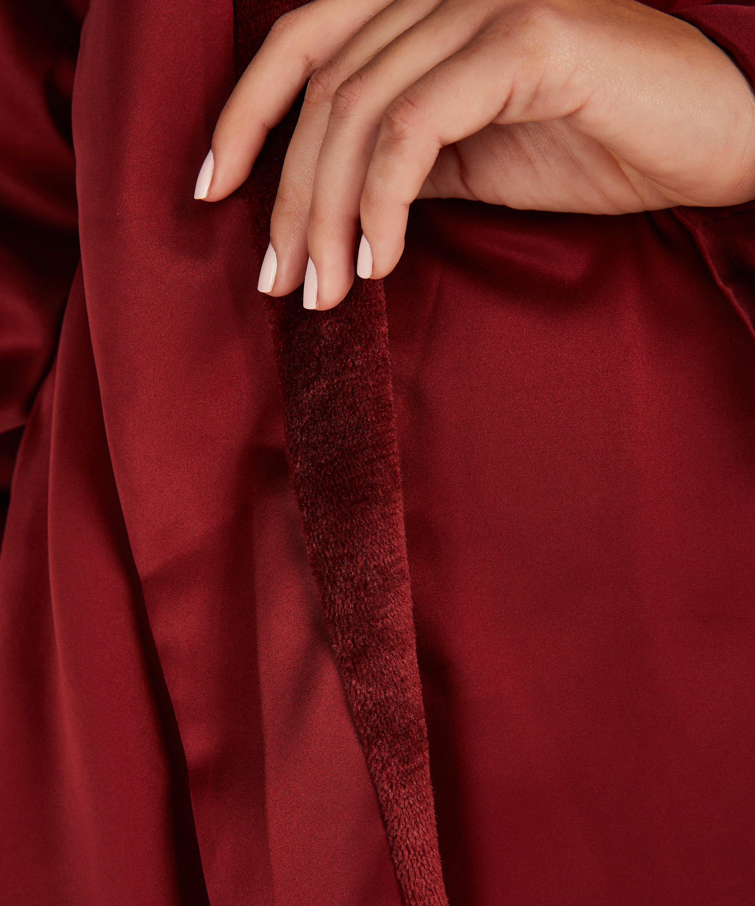 Badrock av satinfleece, Röd, main