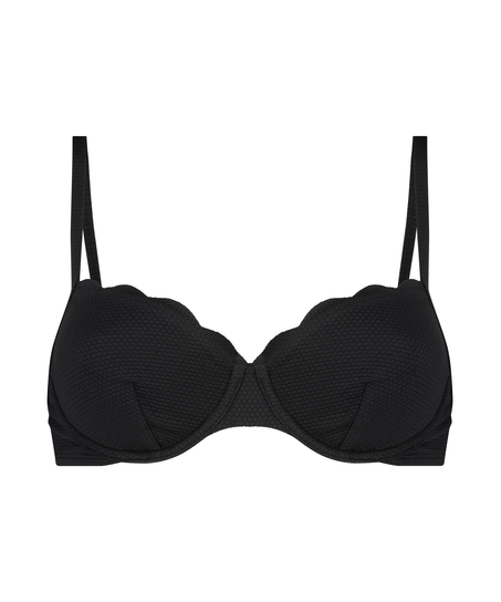 Icke-formpressad bikinitopp Scallop Glam, Svart