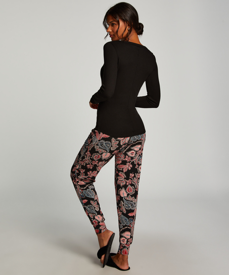 Pyjamastopp med långa ärmar, Svart