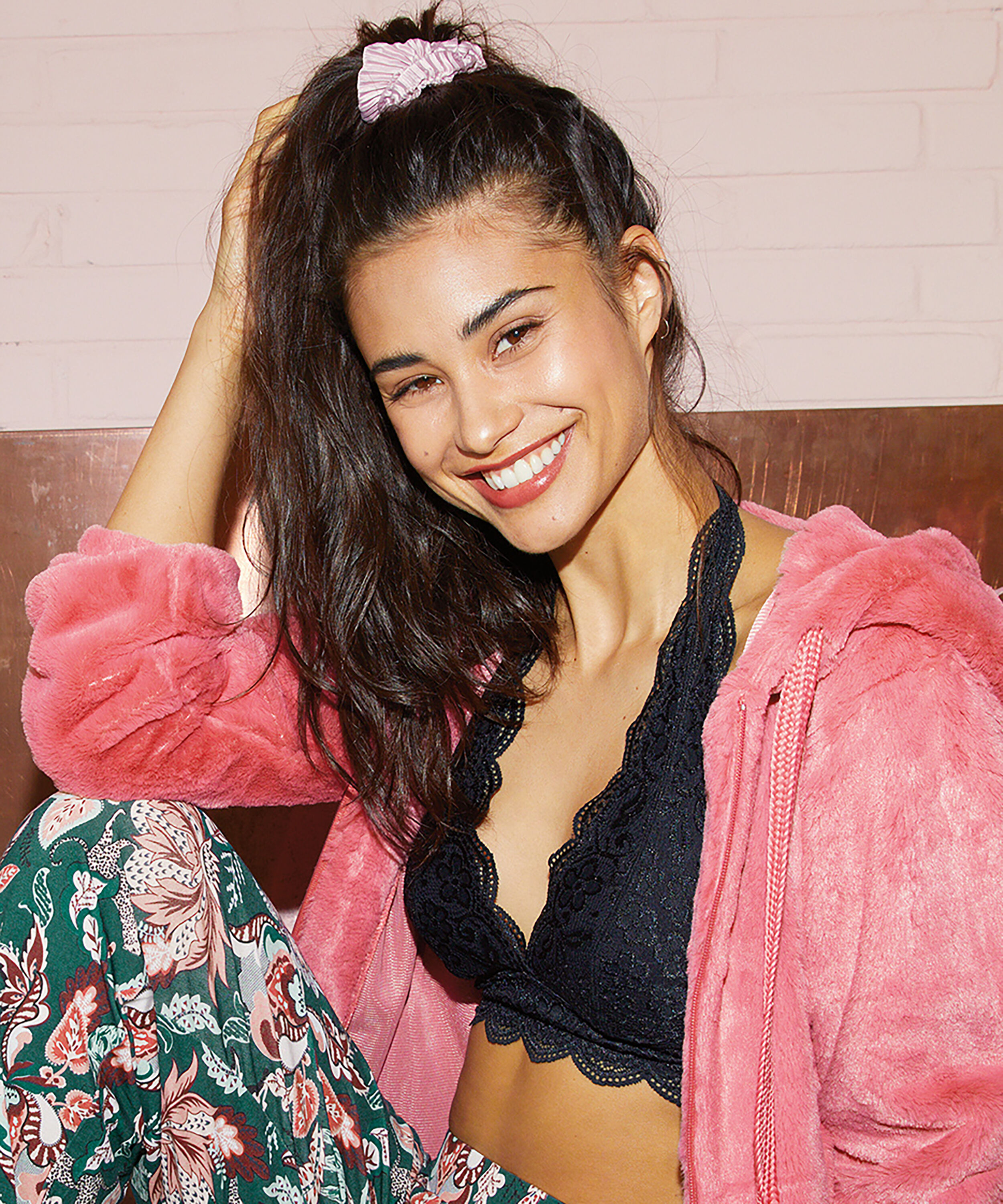 Bralette Halter Lace, Svart