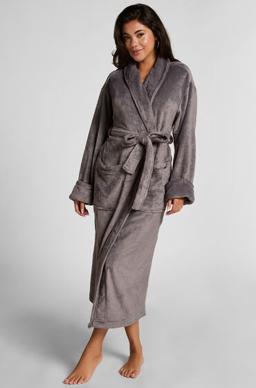 Hunkemöller Mjuk badrock i fleece Grå