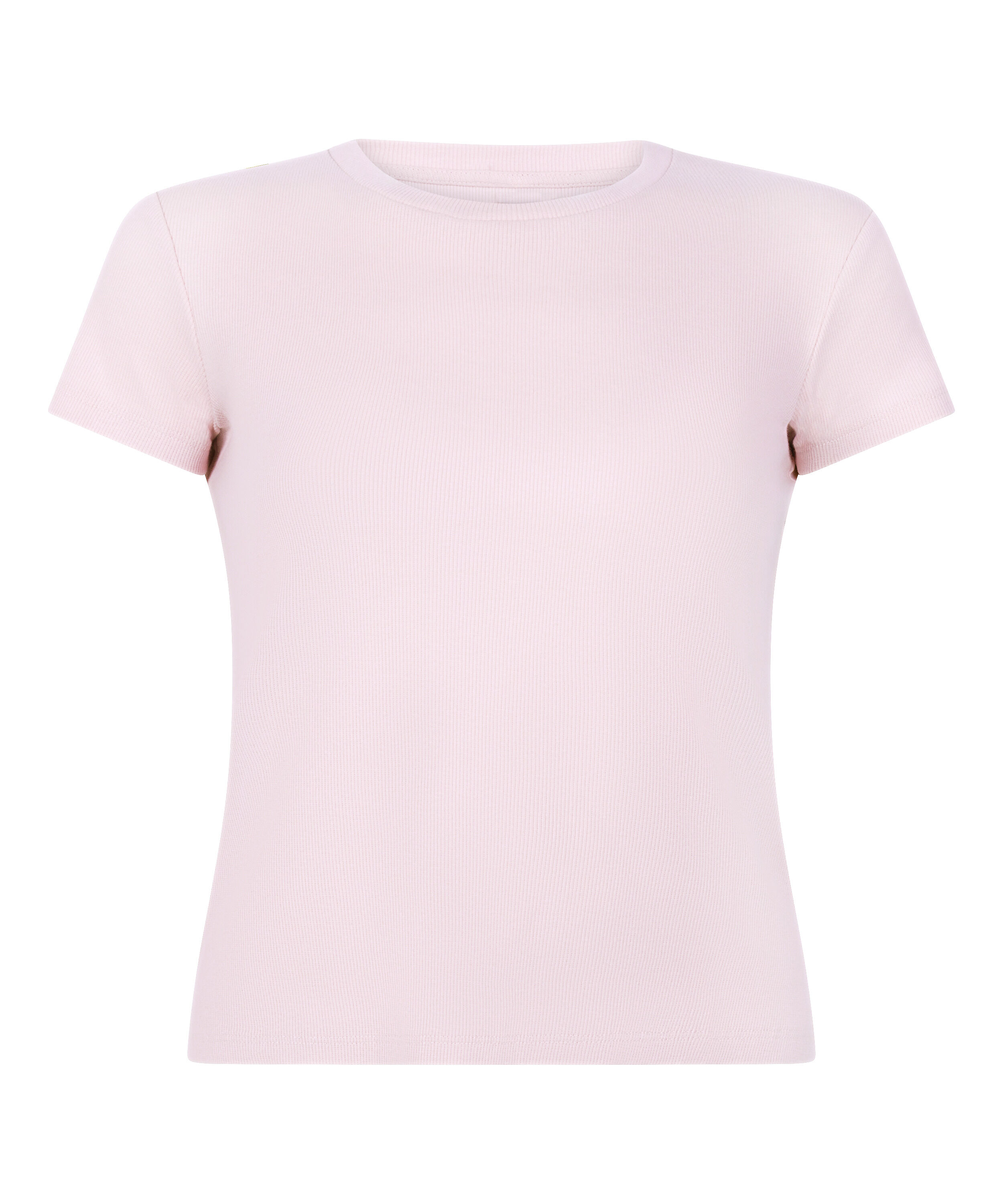Kort&auml;rmad pyjamastopp Rib Crew Neck, Rosa