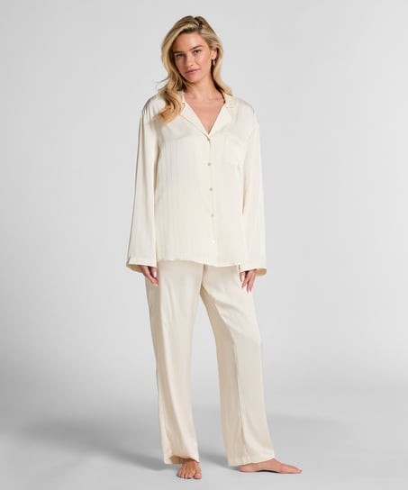 Satinjacka med smala r&auml;nder, Vit