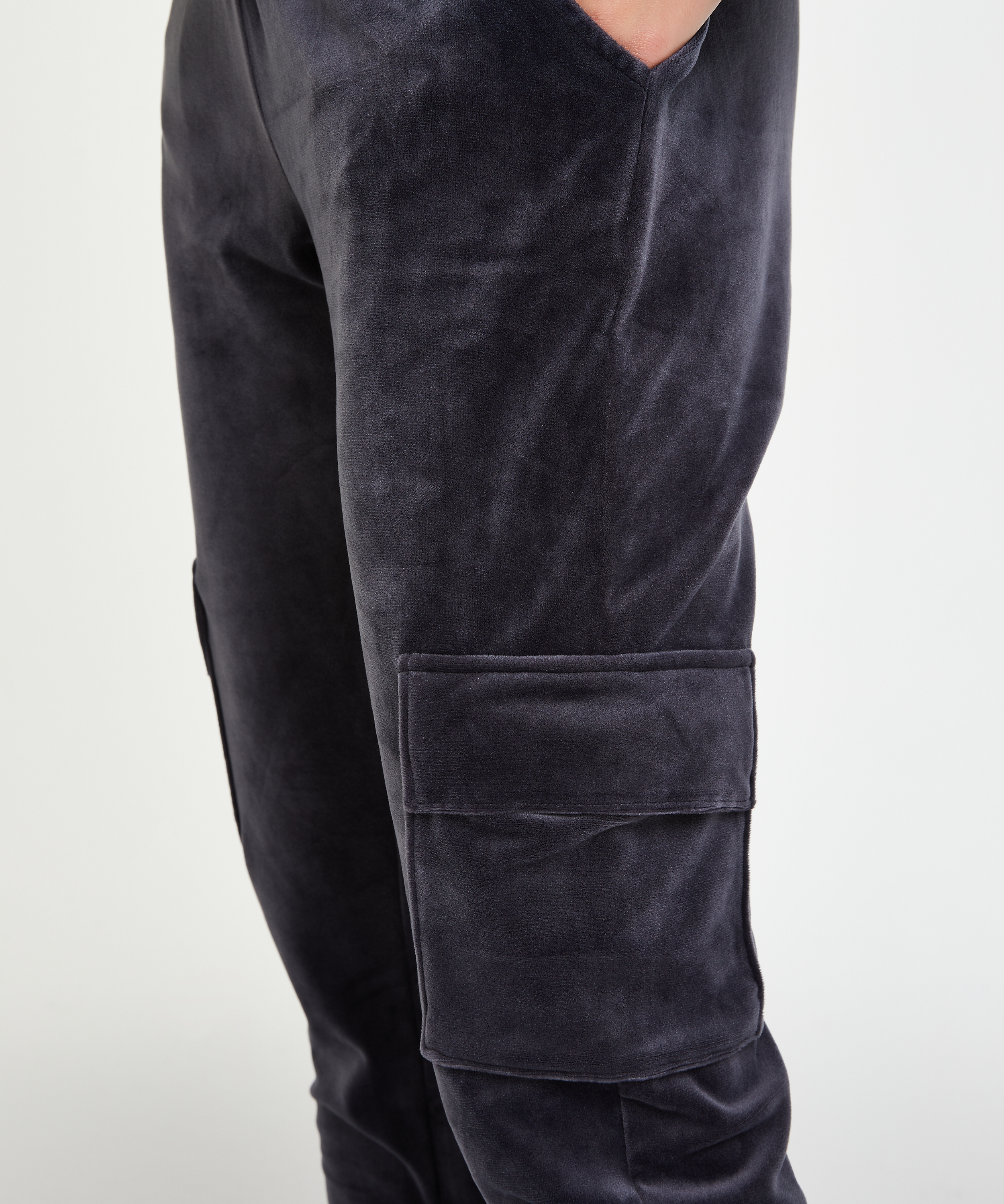 Joggingbyxor Velour Cargo, Gr&aring;, main