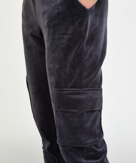 Joggingbyxor Velour Cargo, Gr&aring;