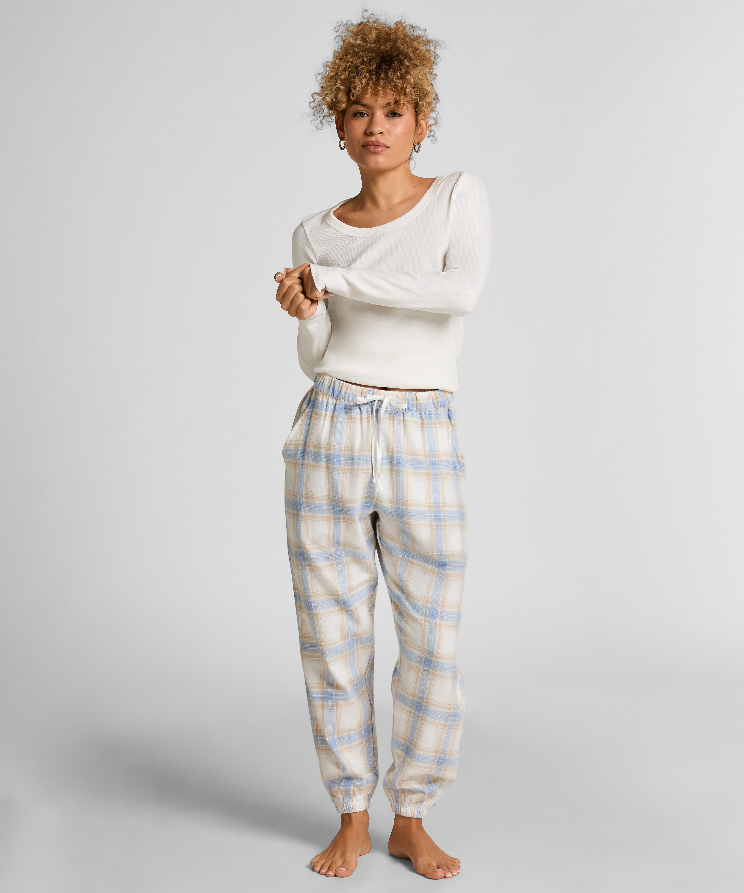 Pyjamasbyxori flanell, Blå