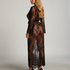Lång kimono Allover Lace, Svart