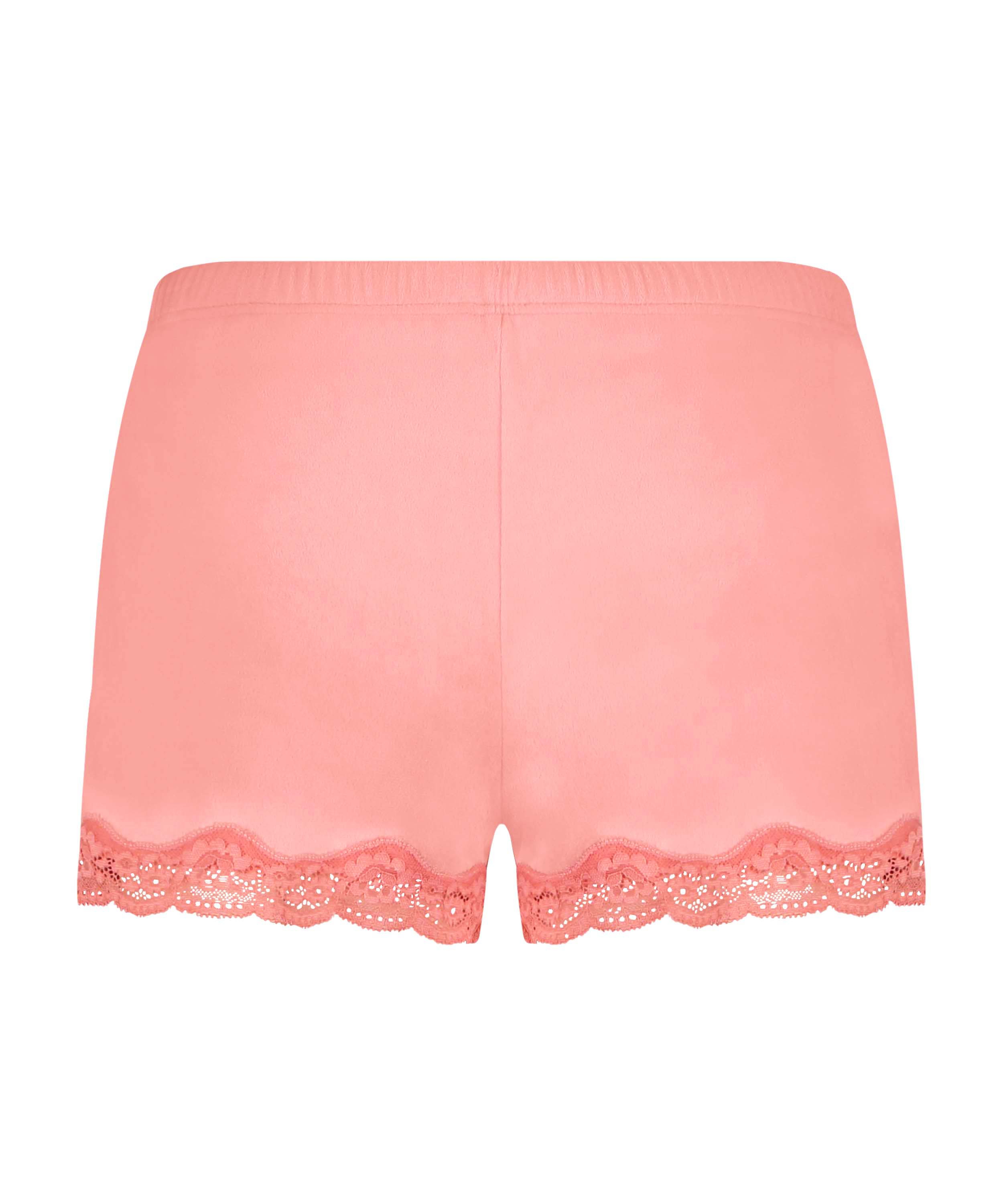 Shorts i sammet och spets, Rosa, main