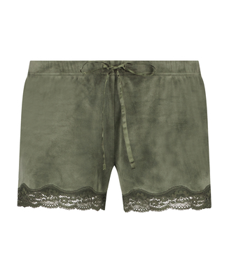 Shorts i sammet och spets, grön