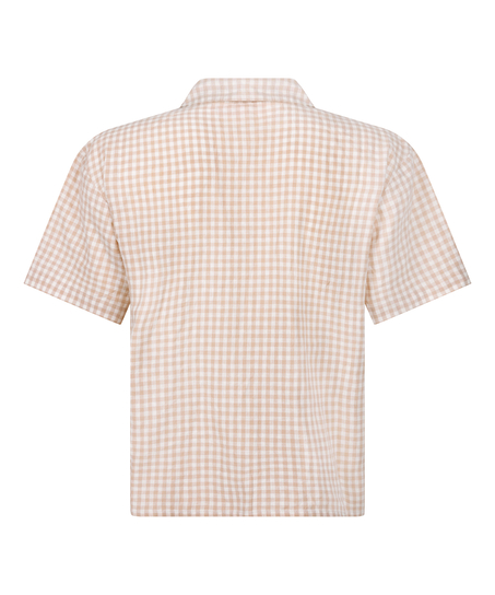 Rutig linnejacka, Beige