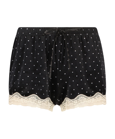 Shorts Velour Lace, Svart