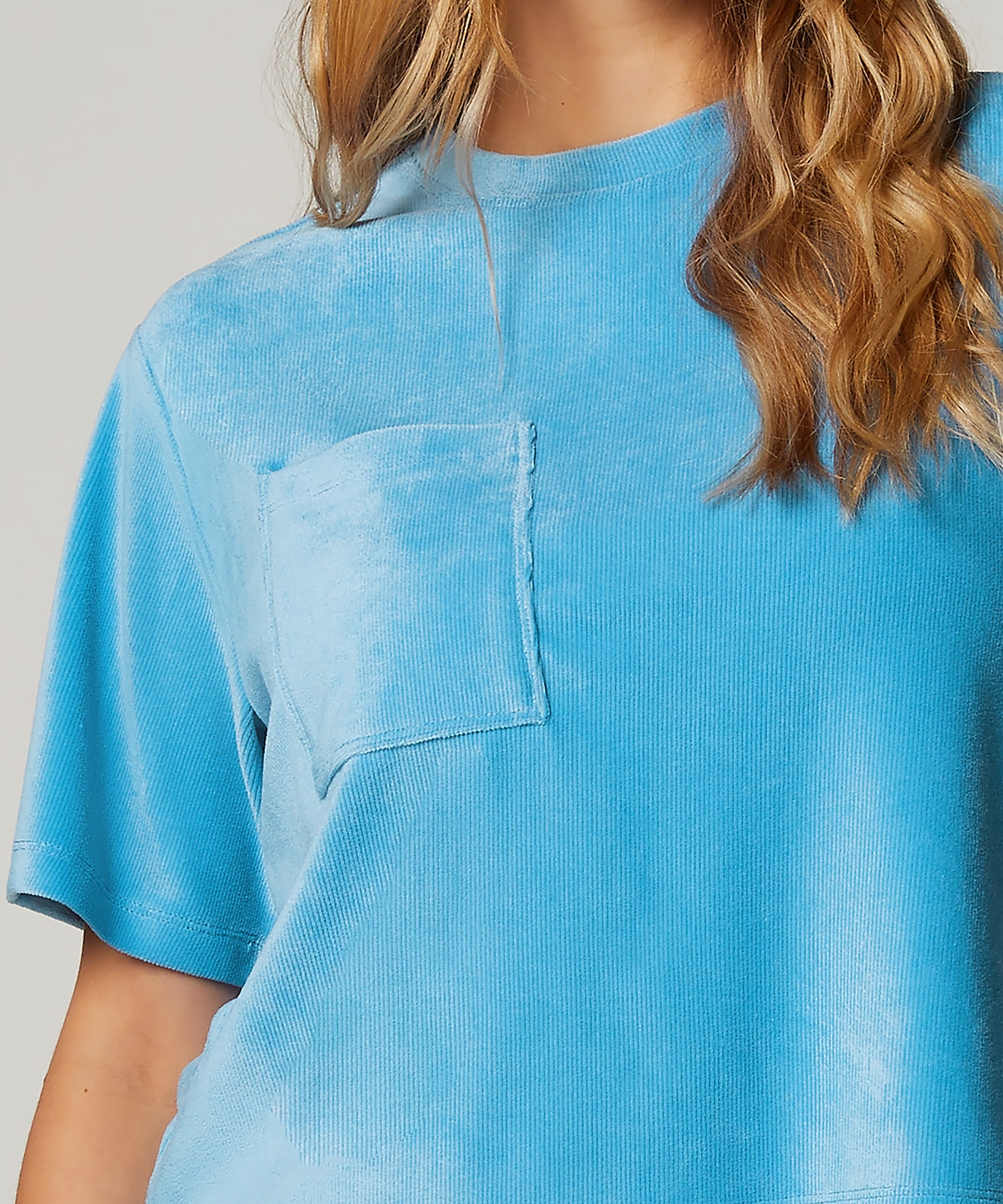 Topp Ribbad Velour, Bl&aring;, main