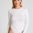 Långärmad topp i mjuk bomull, Vit