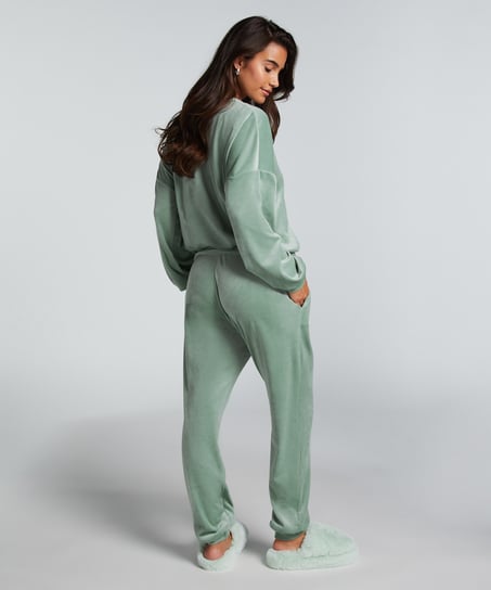 Joggingbyxor Velour, Gr&ouml;n