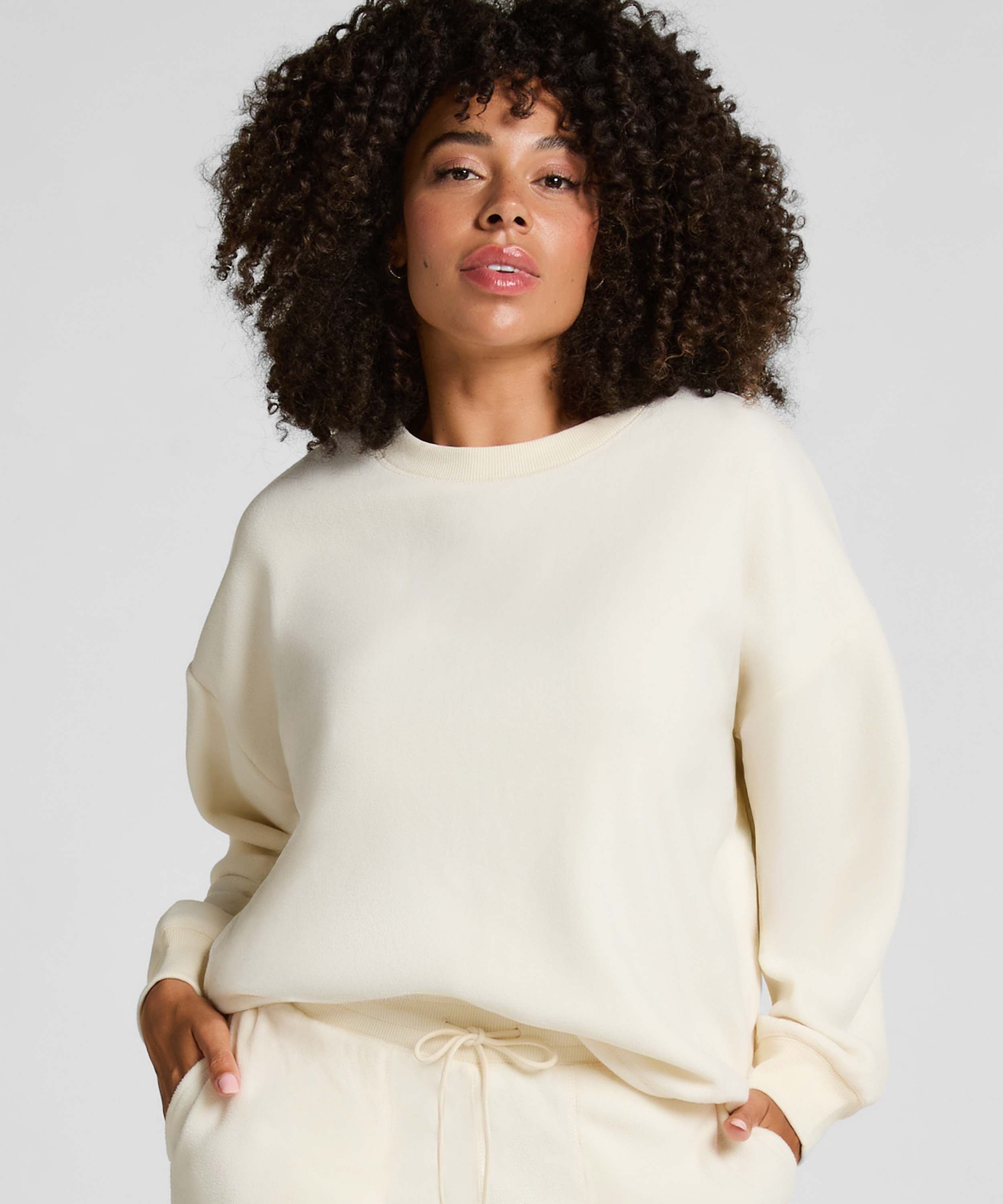 Sportig fleecetopp, Vit, main