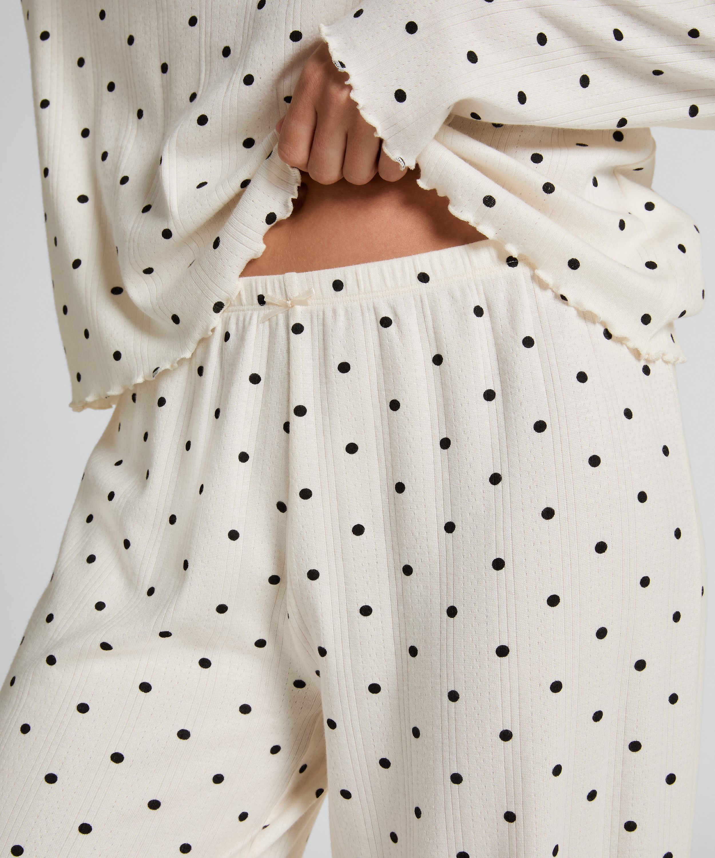 Pyjama Pant Loose Pointelle, Vit, main