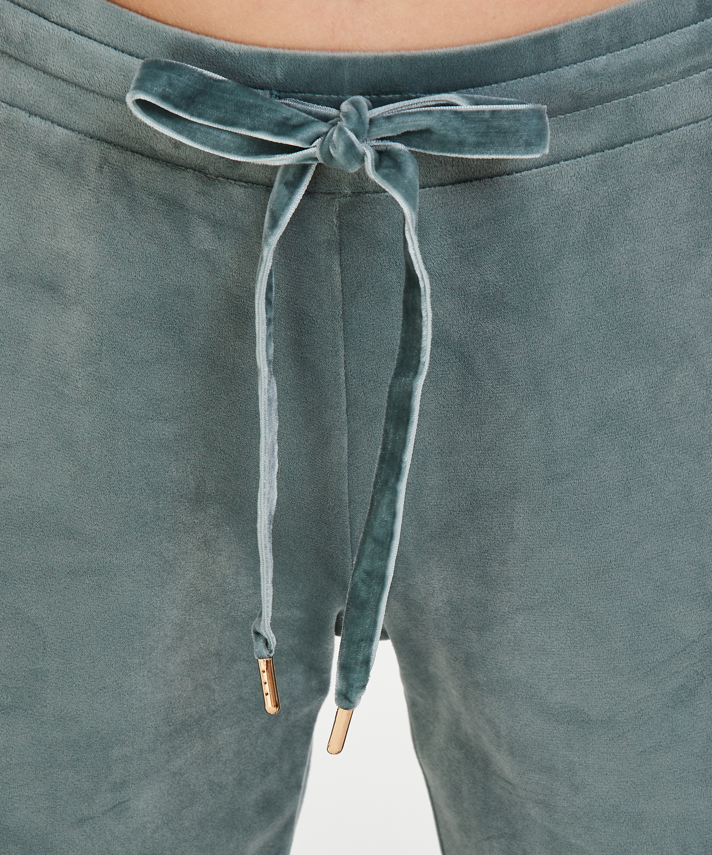 Lurex joggingbyxor i velour, grön, main