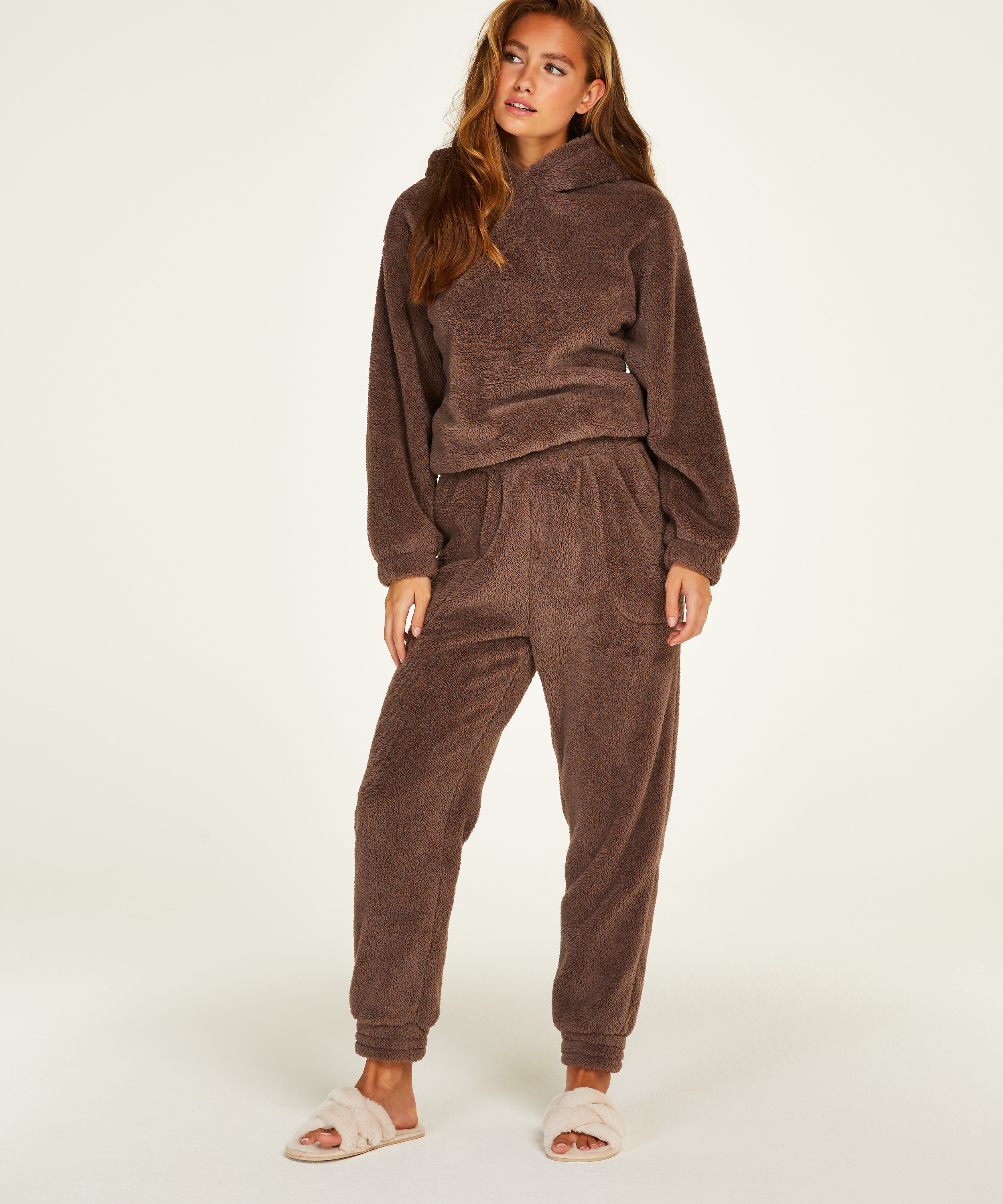 Mysig hoodie i fleece, Grå, main