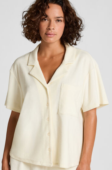 Hunkemöller Skjorta med knappar och frottétextur Vit