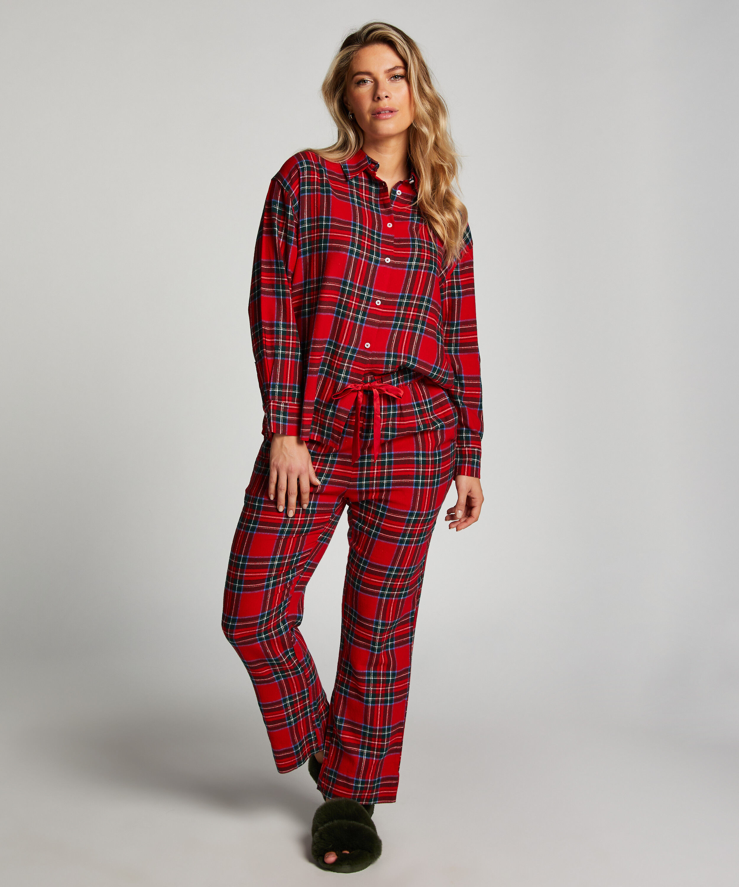 Pyjamasbyxori flanell, Röd