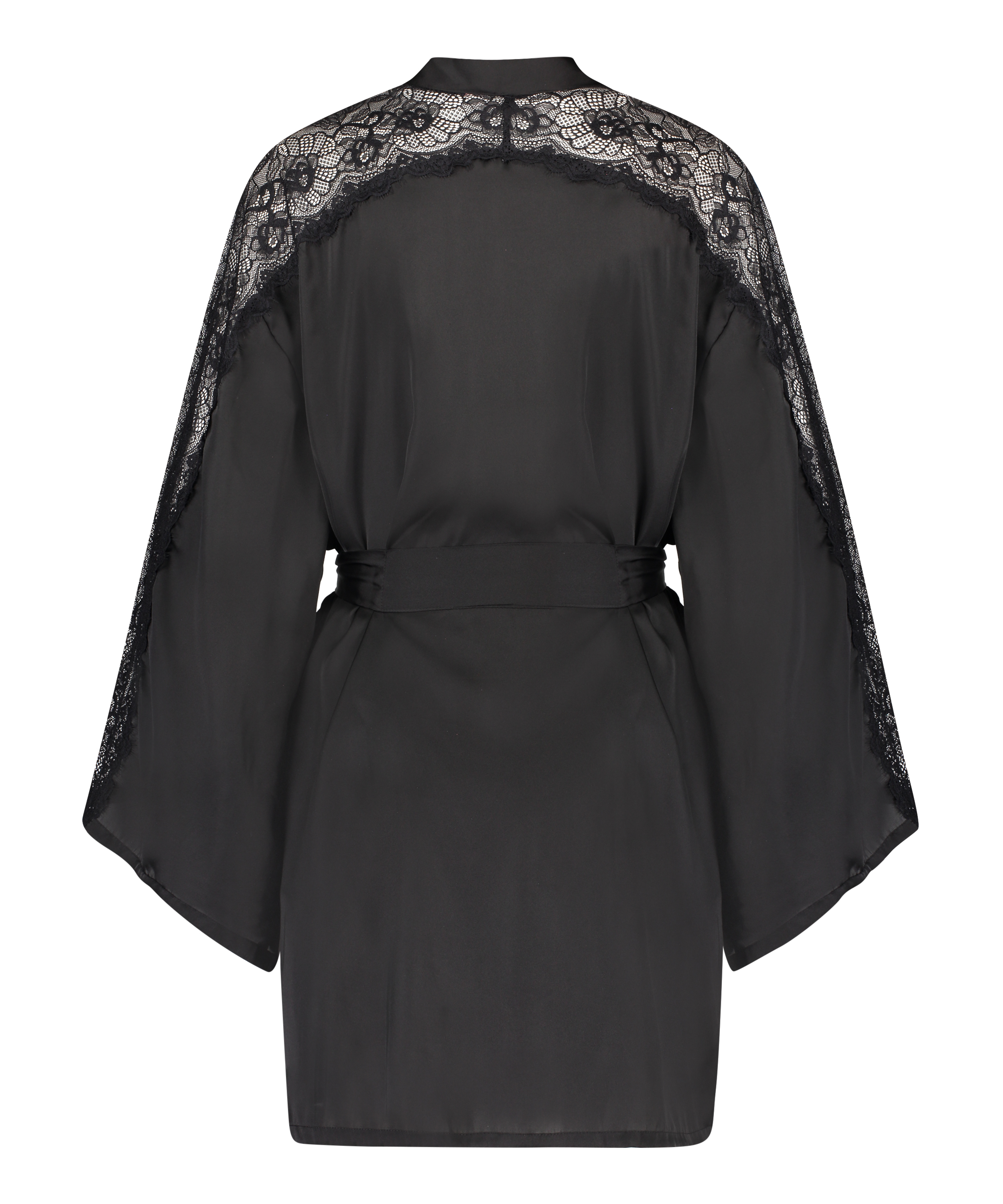 Kimono Lace i satin, Svart, main