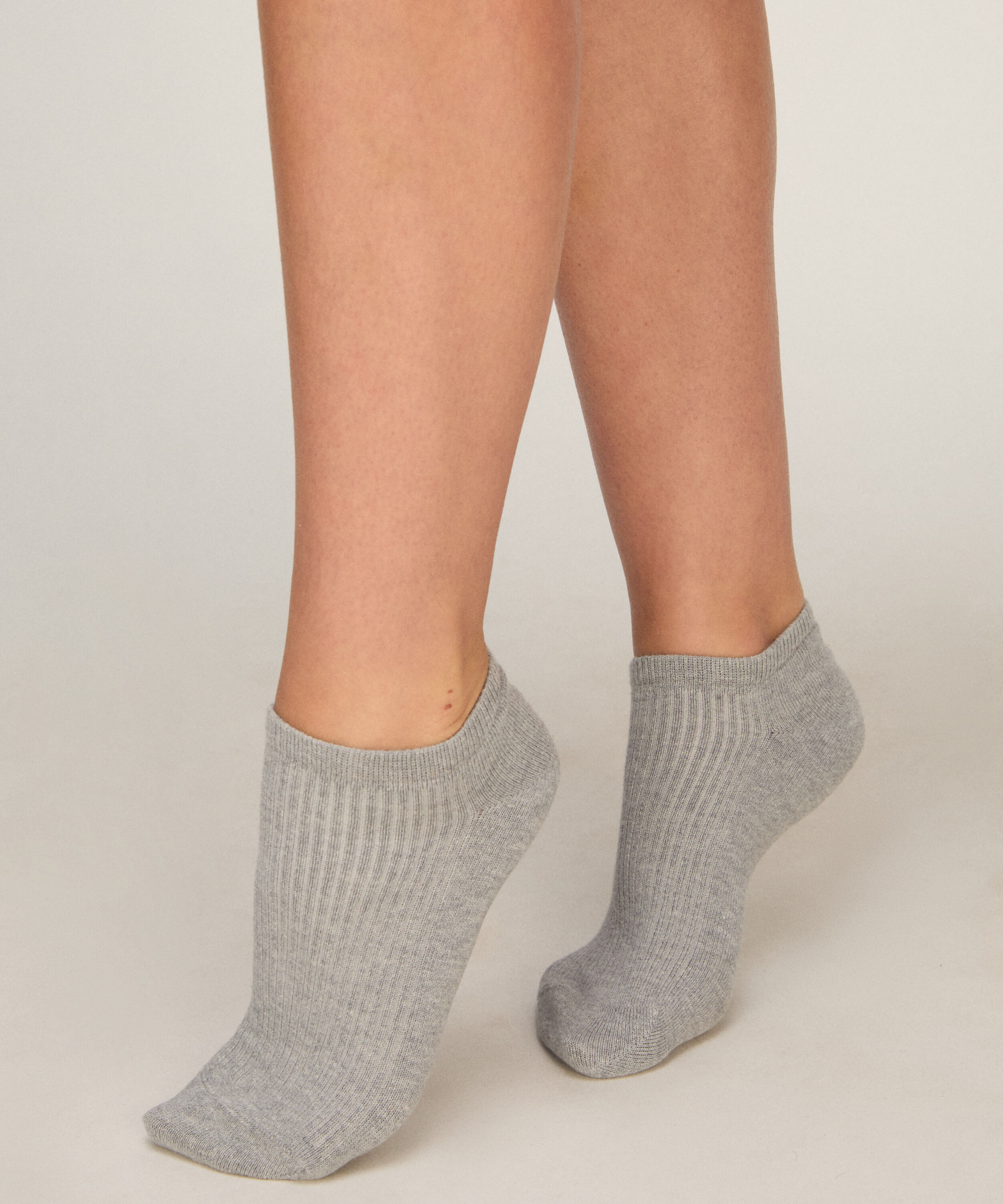 3-Pack Bomulls Sneakersockor, Grå