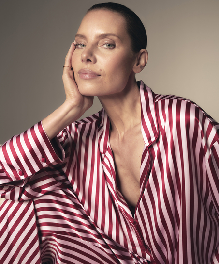 Långärmad jacka i satin, Rosa