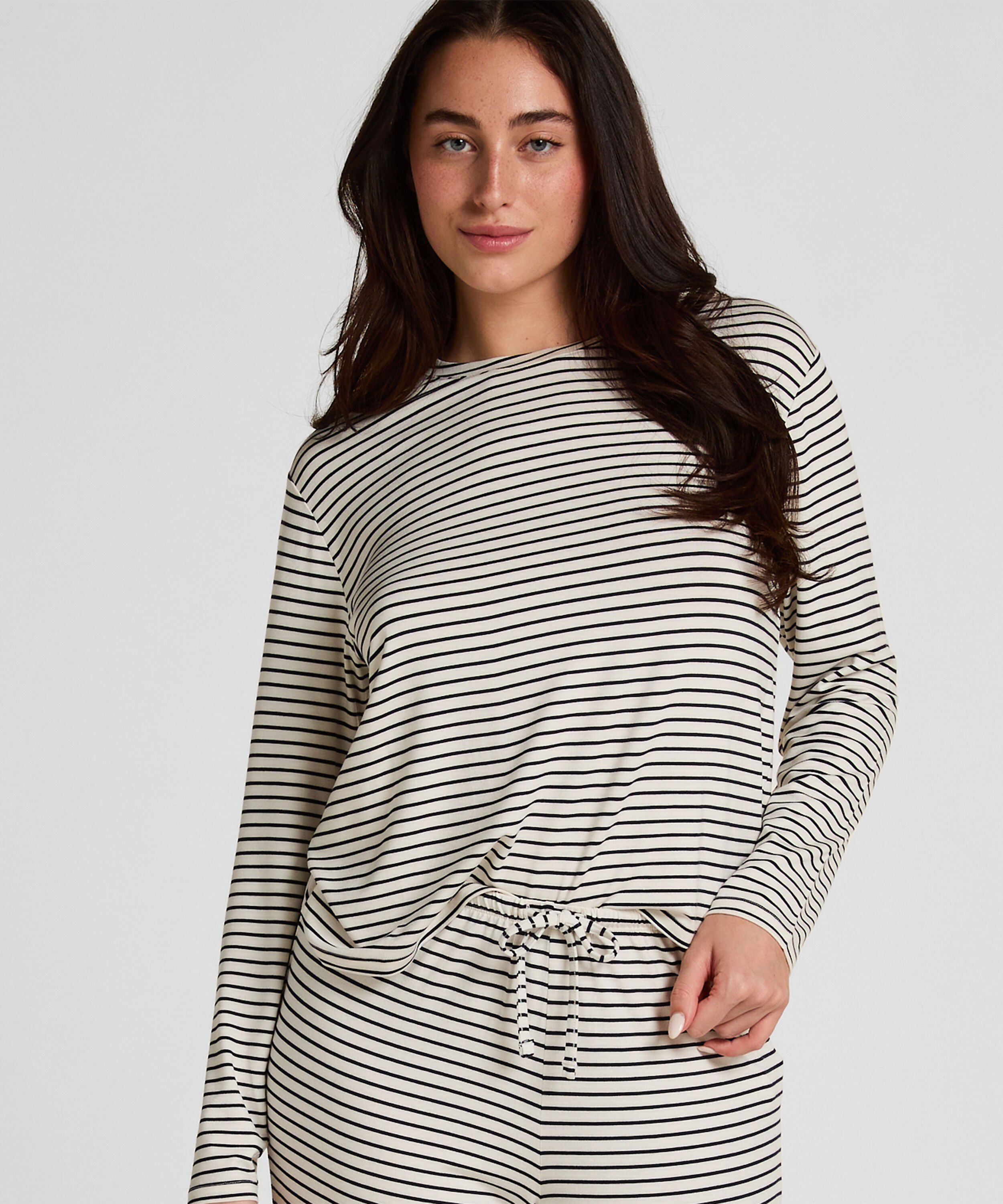 Pyjama Top Loose Jersey, Vit