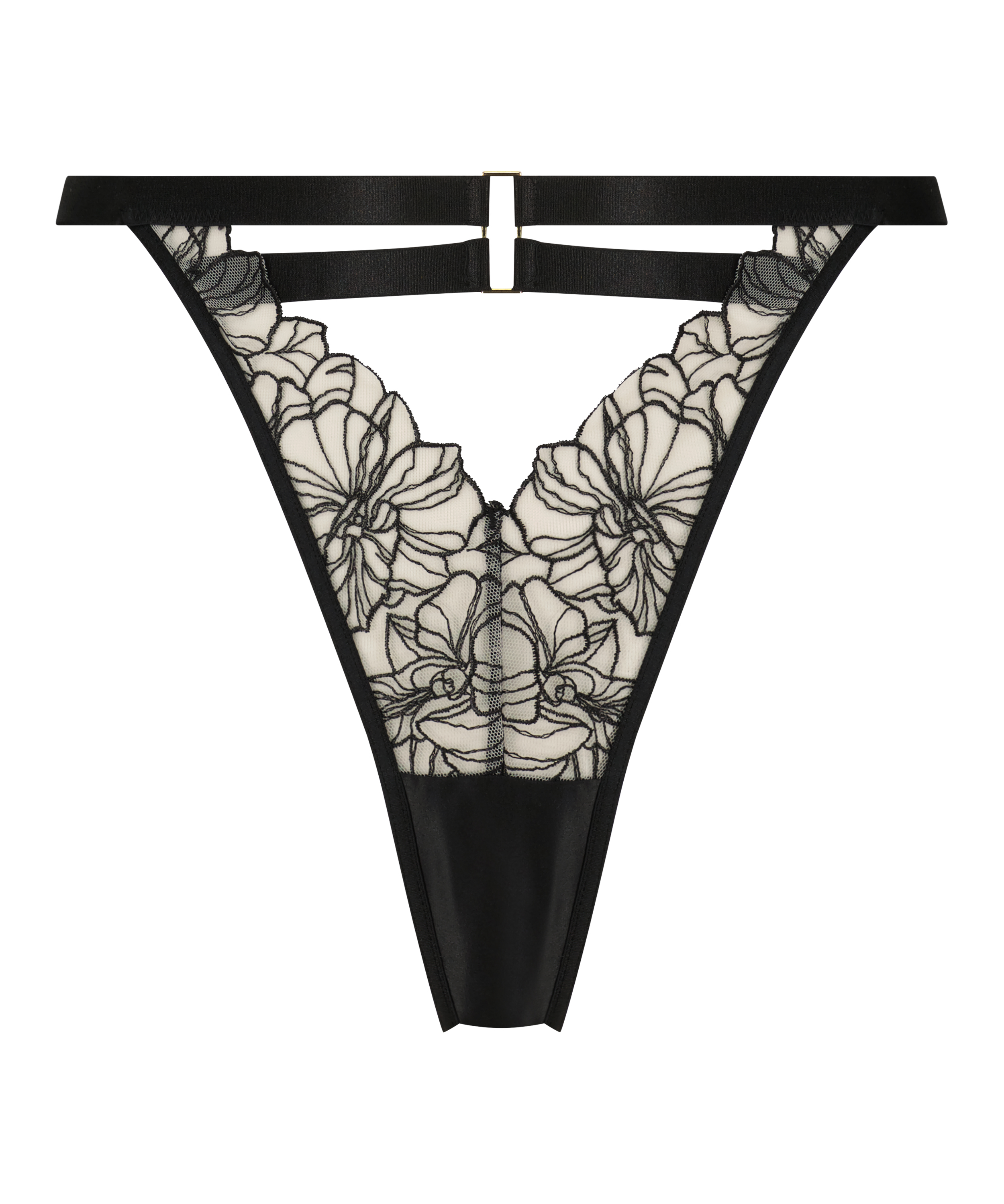 Tara h&ouml;gt skuren stringtrosa, Svart, main