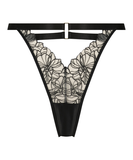 Tara h&ouml;gt skuren stringtrosa, Svart