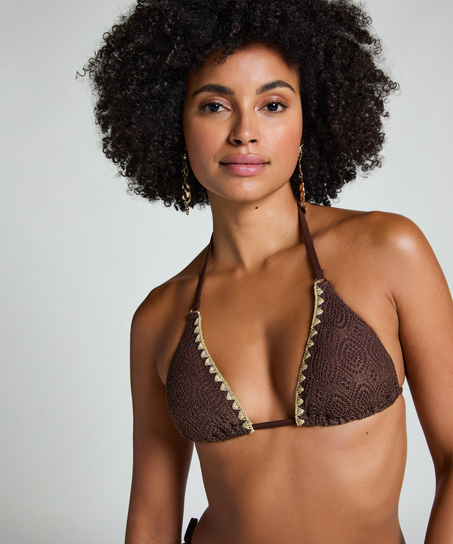 Crochet triangel-bikinitopp, Brun