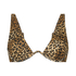 Leopard icke-formpressad bikiniöverdel med bygel, Brun