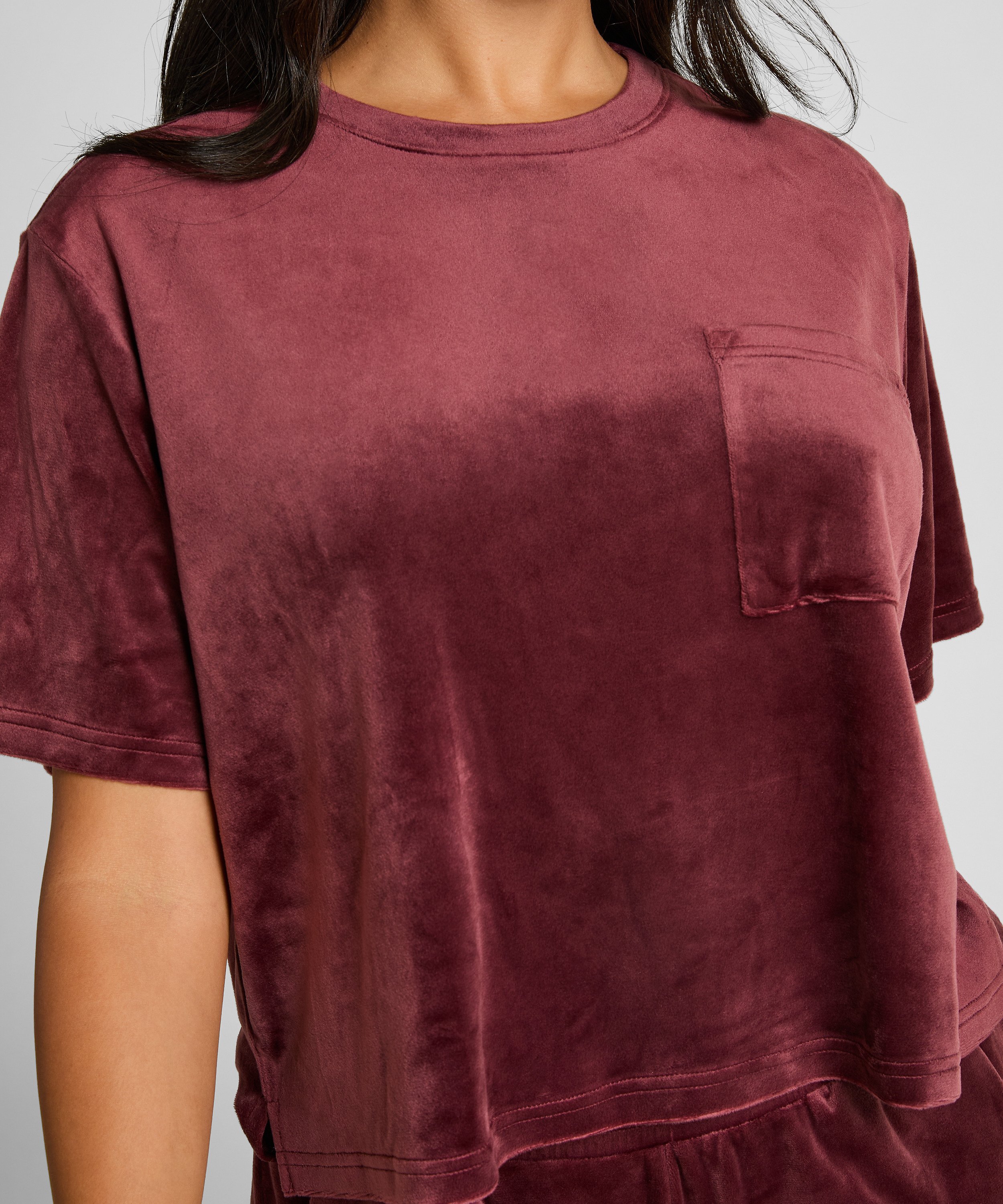 Top Velours Pocket, Röd, main